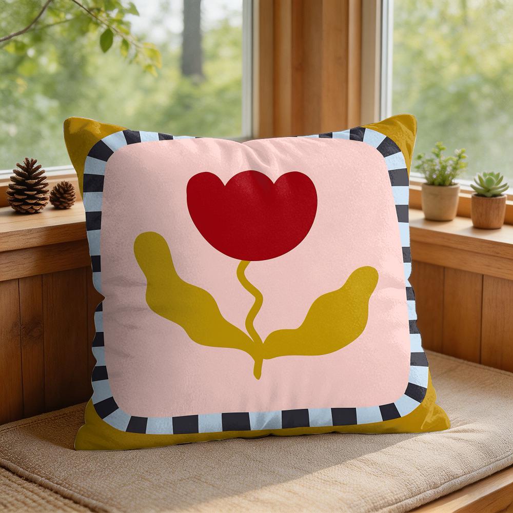 Flower Ins Simple Art Cushion Cover Silky Short Plush Invisible Zipper Dustproof Sofa Pillow Case For Home Decor