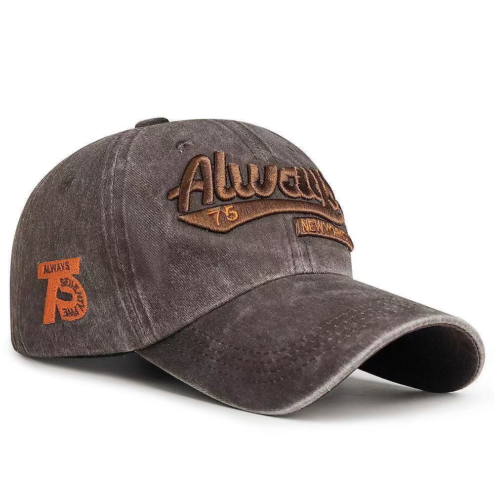 Three-dimensional letter embroidery baseball cap men s washed versatile fashion cap women s trend street hat Adjustable темно-коричневого