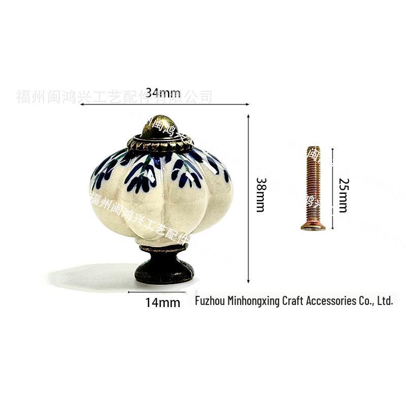 Hand-Painted Ceramic Floral Pumpkin Drawer Handle 