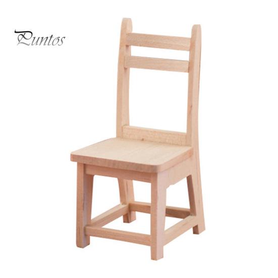 Dřevěná nebarvená miniaturní ozdoba na nábytek na židličku pro 1/12 domečku pro panenky