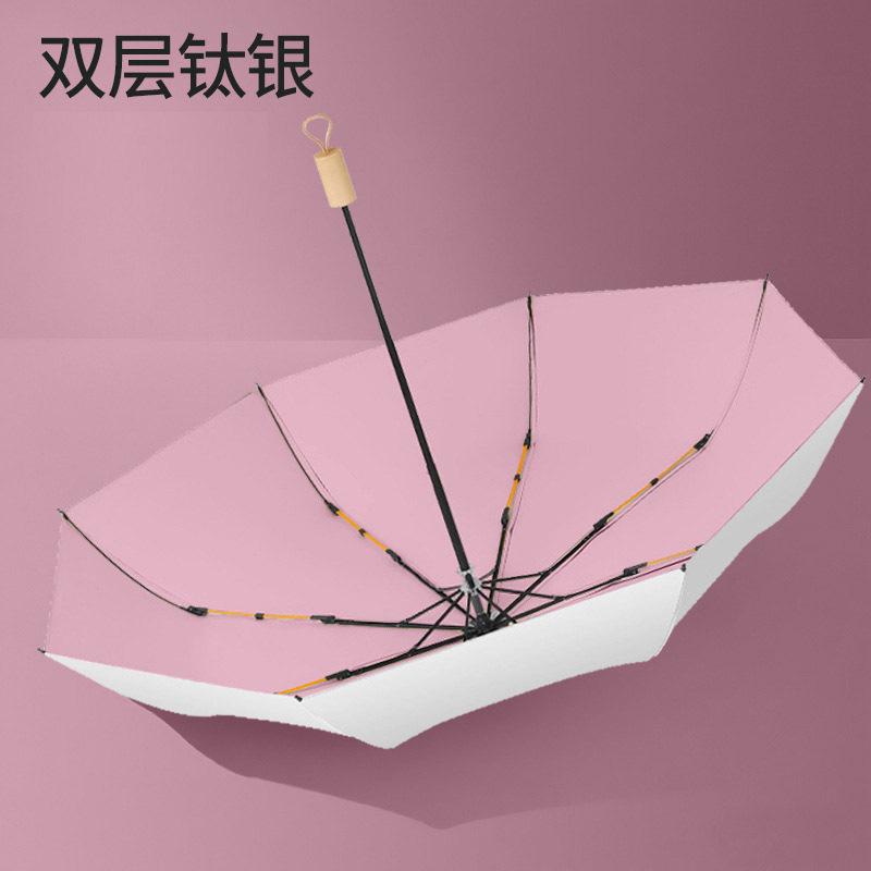 Carefully selected double-layer titanium silver sunshade umbrellas, sun-protection and UV-resistant folding umbrellas, women's double keel