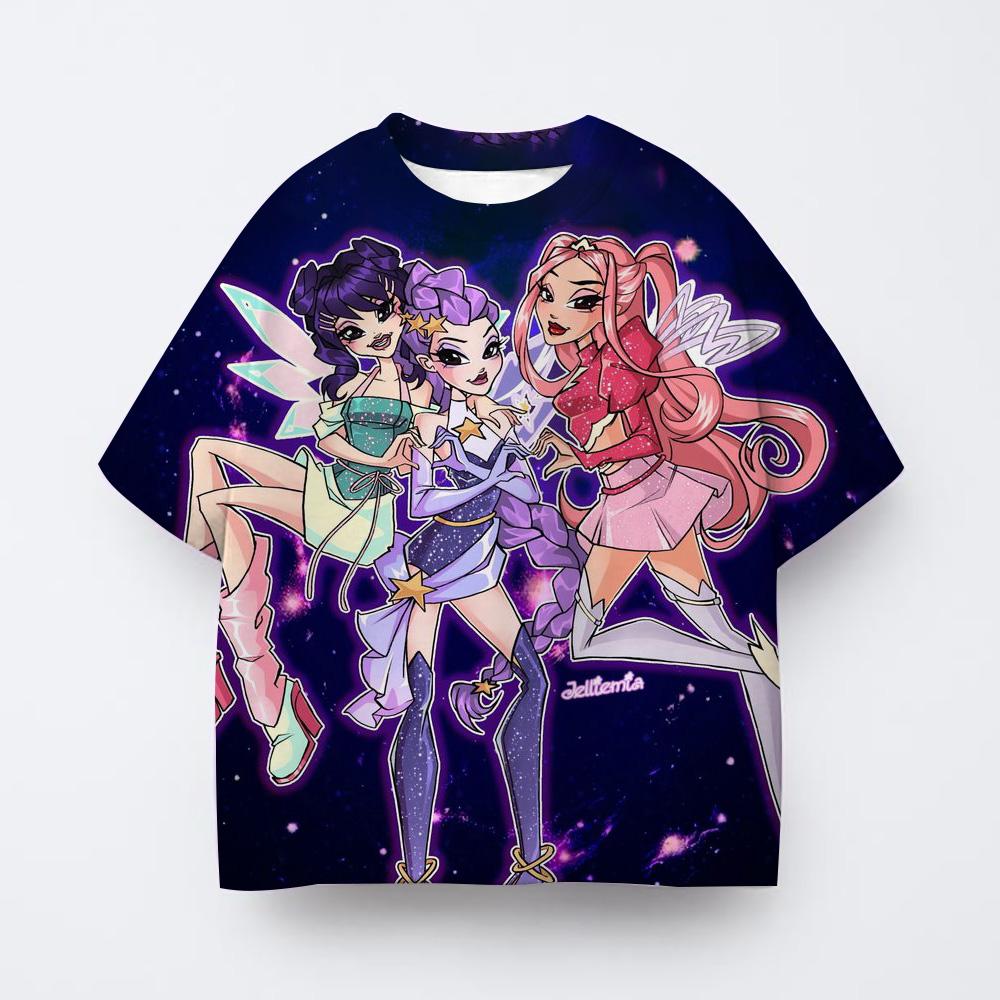 Summer Girl Clothes Kpop Devil Hunter Cartoon T-shirt Fun Gift for Fans Harajuku Cool Children's T-shirt Summer Top 2025