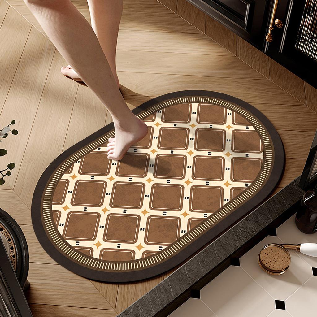 Retro wind diatom mud floor mat household bathroom door bathroom floor mat water absorption quick drying dirt resistant non-slip mat