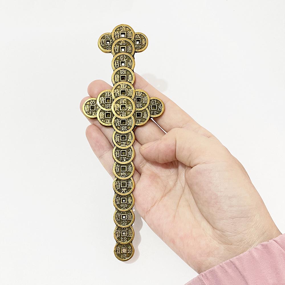 Chinese style living room decorations, copper coin sword, money sword, seven star eight trigram sword, Chinese style, copper, retro, handicrafts