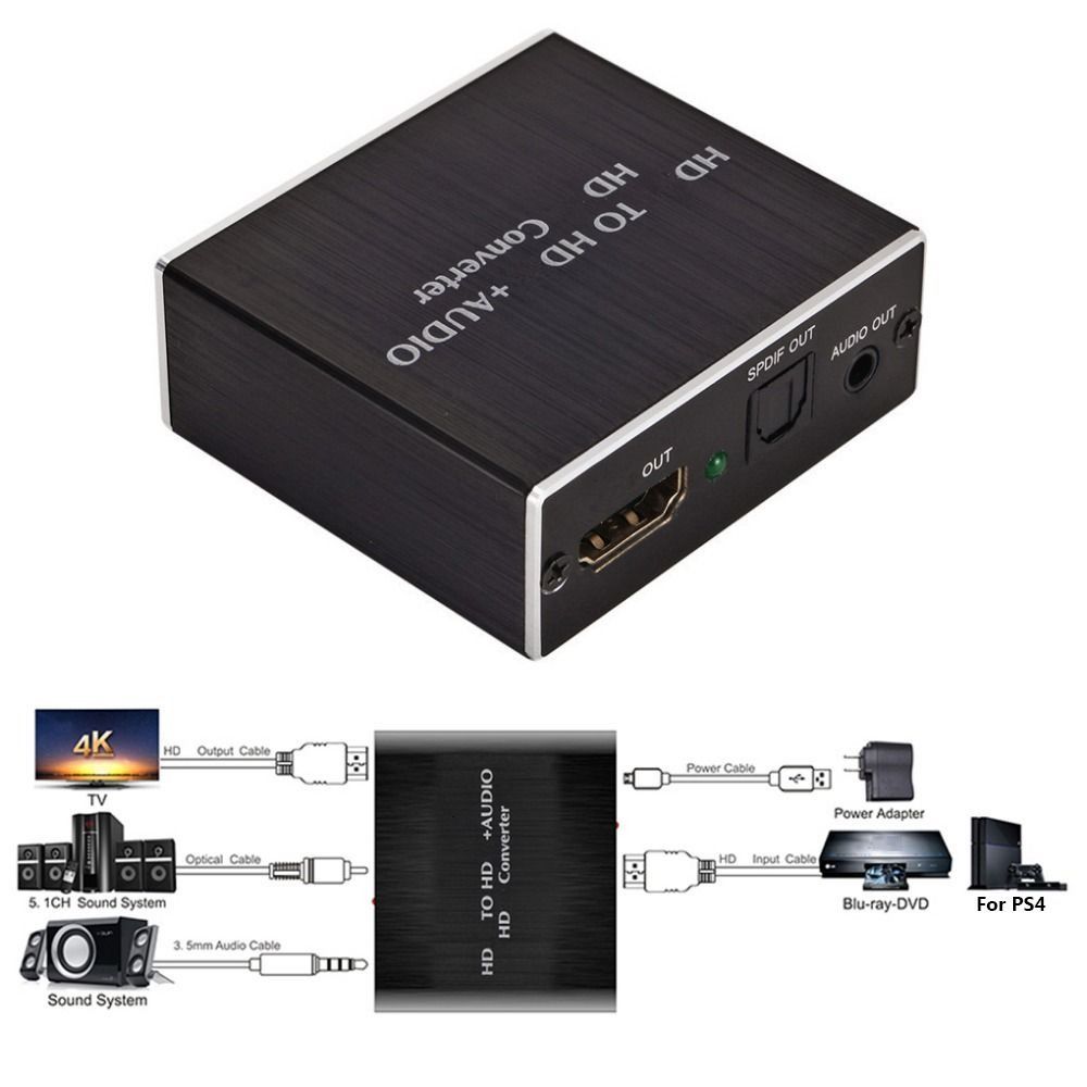 

Адаптер-разветвитель HDMI-совместимый аудиоэкстрактор оптический компактный для телевизора / проектора / Blu-ray DVD