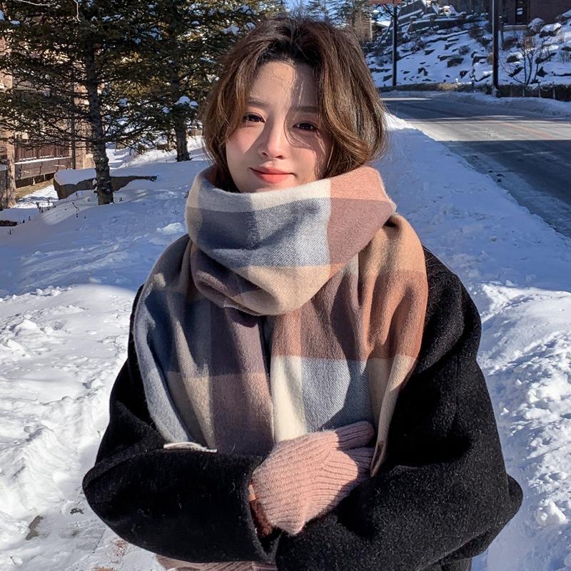 Atmosphere pure wool plaid scarf retro men and women couples high-grade thickened winter warm scarf