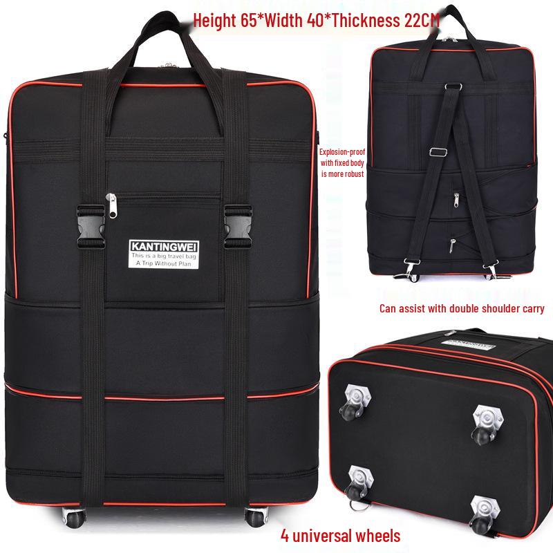 158L Aviation Large Capacity Rolling Travel Bag - Foldable Wheeled Luggage Storage, Oxford Cloth