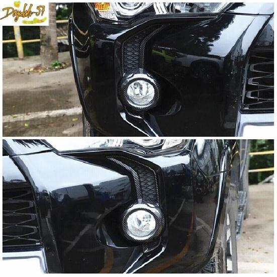 Car Carbon Fiber Front Fog Light Lamp Cover Trim For Toyota 4Runner 2014-