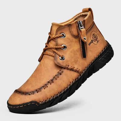 Autumn Men Boots Vintage Casual Non Slip Ankle Boots for Man Handmade Men Leather Shoes 2024 Men Loafers Comfort Walking Shoes