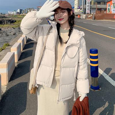 Autumn and Winter Down Cotton Jacket Women's Cotton Jacket Hooded Loose Warm Cotton Jacket Fashionable Women's Casual Cotton Jacket