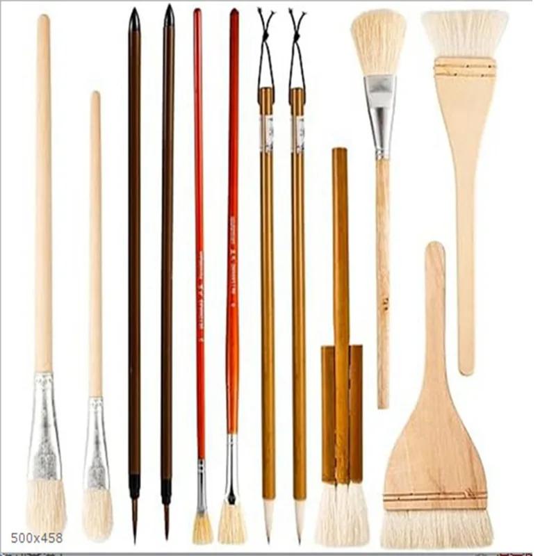 7/12/15pcs Pottery Art Wool Brush Set for Ceramic Glaze/Painting Coloring Watercolor Paint Craft DIY Painting Pen Art Supplies
