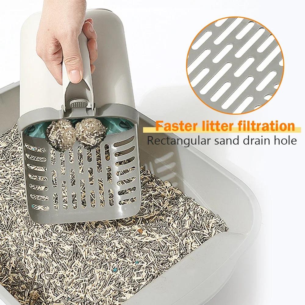 Widen Cat Litter Shovel Self-cleaning Scoop with Refill Bags Large Kitty Litter Box Garbage Picker Waste Bin System Pet Supplies