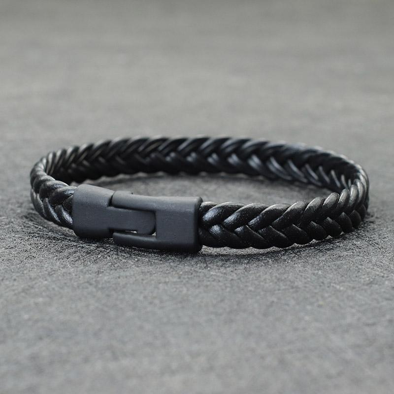 

Noter New Men Leather Bracelet Handmade Weaven Easy Hook Punk Braclet Homme Leisure Accessories Hiphop Rock Braslet Pulseira S 17.5cm 6.9Inch чёрный