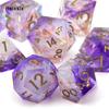 7 Pcs Purple White Resin Golden Number Sharp Edge Dice Polyhedral Dice Suitable for Role-Playing RPG  Board Game