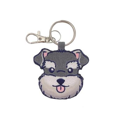 [HINIHAO HI,] 1 Pc Double-Sided Embroidered Schnauzer Keychain