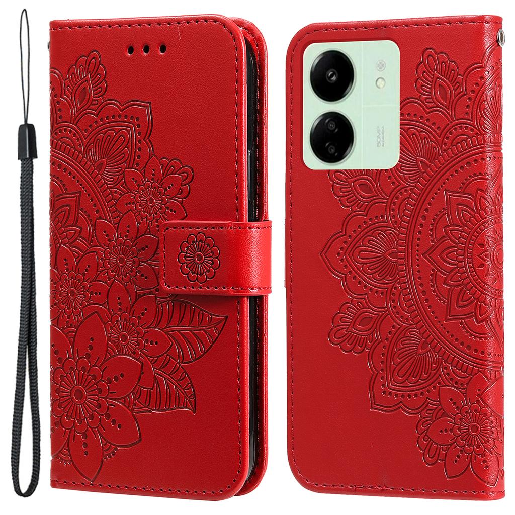 For Xiaomi Redmi 13C 4G/5G/13R 5G/Poco M6 5G/Poco C65 4G Case Floral Pattern PU Leather Wallet Stand Phone Cover