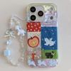 Милий патчворк-візерунок з єдинорога та кота, ремінець-підвіска з перловим поні, чохол для телефону для iPhone 17 16 15 14 11 12 13 Pro Max Plus, задня кришка