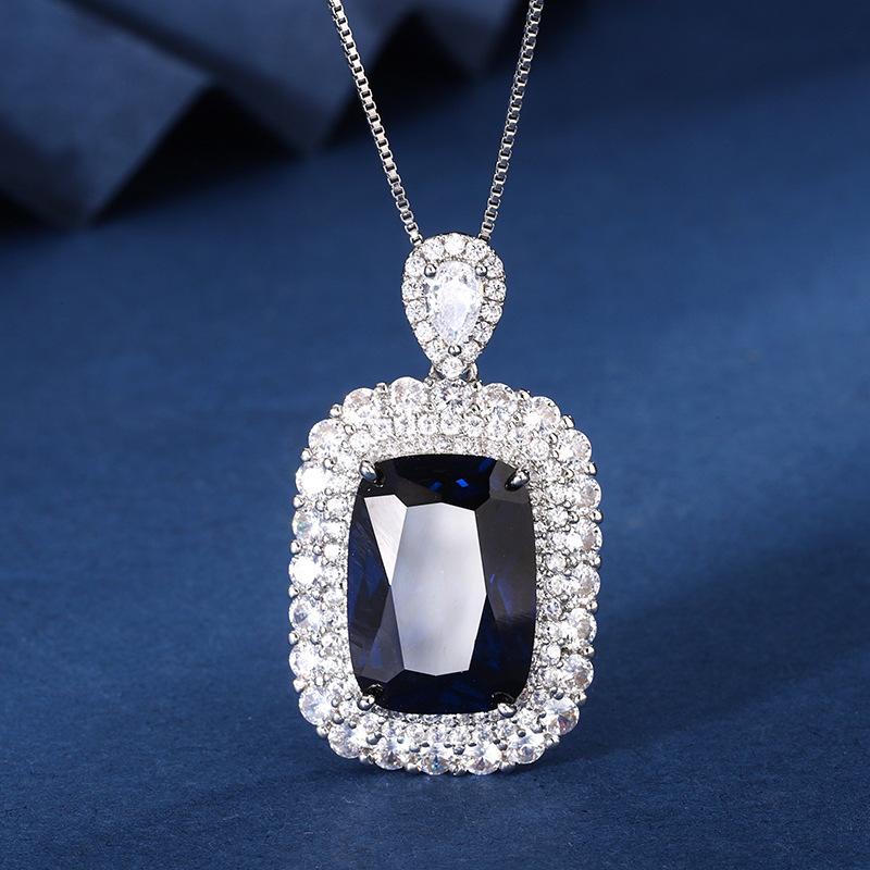 Jewelry Copper Bottom Gold-Plated Simulation Color Treasure Corundum Fat Rectangular Retro Suit Female 13 * 18