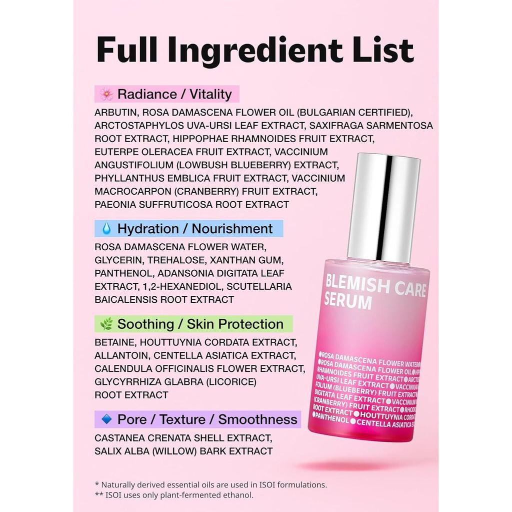 isoi Blemish Care Up Serum 50ml – Brightening, Hydrating & Dark Spot Care with Vitamin Tree, Korean