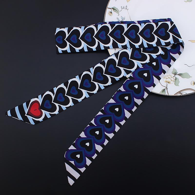 120cm Striped Love Double-layer Simulation Silk Scarf Twill Scarf Small Neck Scarf Tied Hand Small Ribbon Tied Bag Silk scarf