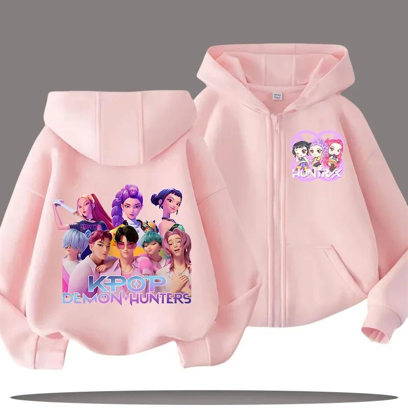 2025 Hot Funny Zip Up Sweatshirts Kpop Demon Hunters Hoodie Children Clothes Kid Girl Boy Sweatshirt Zipper Hoody Casual Top