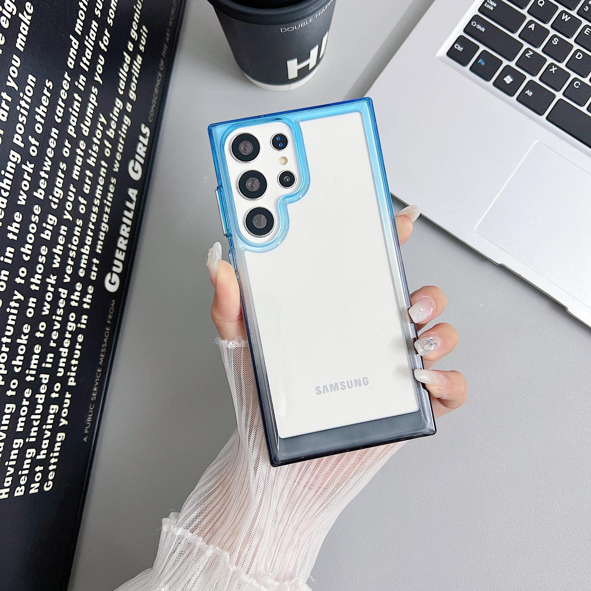 

Подходит для мобильного телефона Samsung S24 S25 Ultra Жесткий акриловый S24plus Градиент S23 Прозрачный Космический чехол Градиент Samsung S22Ultra