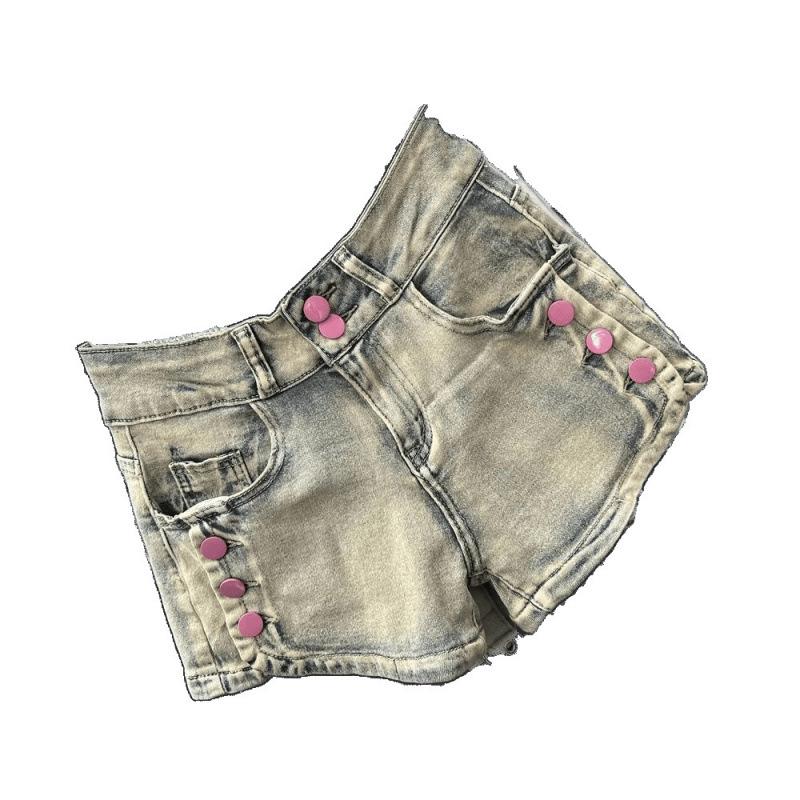 Vintage Spicy Girl Spodenki Jeansowe w Linii A - Stylowe, Wysmuklające, Modne Hot Pants z Niskim Stanem