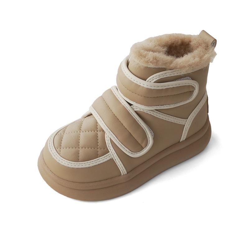 Rhombus Bread Children's Snow Boots Autumn and Winter New Boys and Girls High-top Velcro
