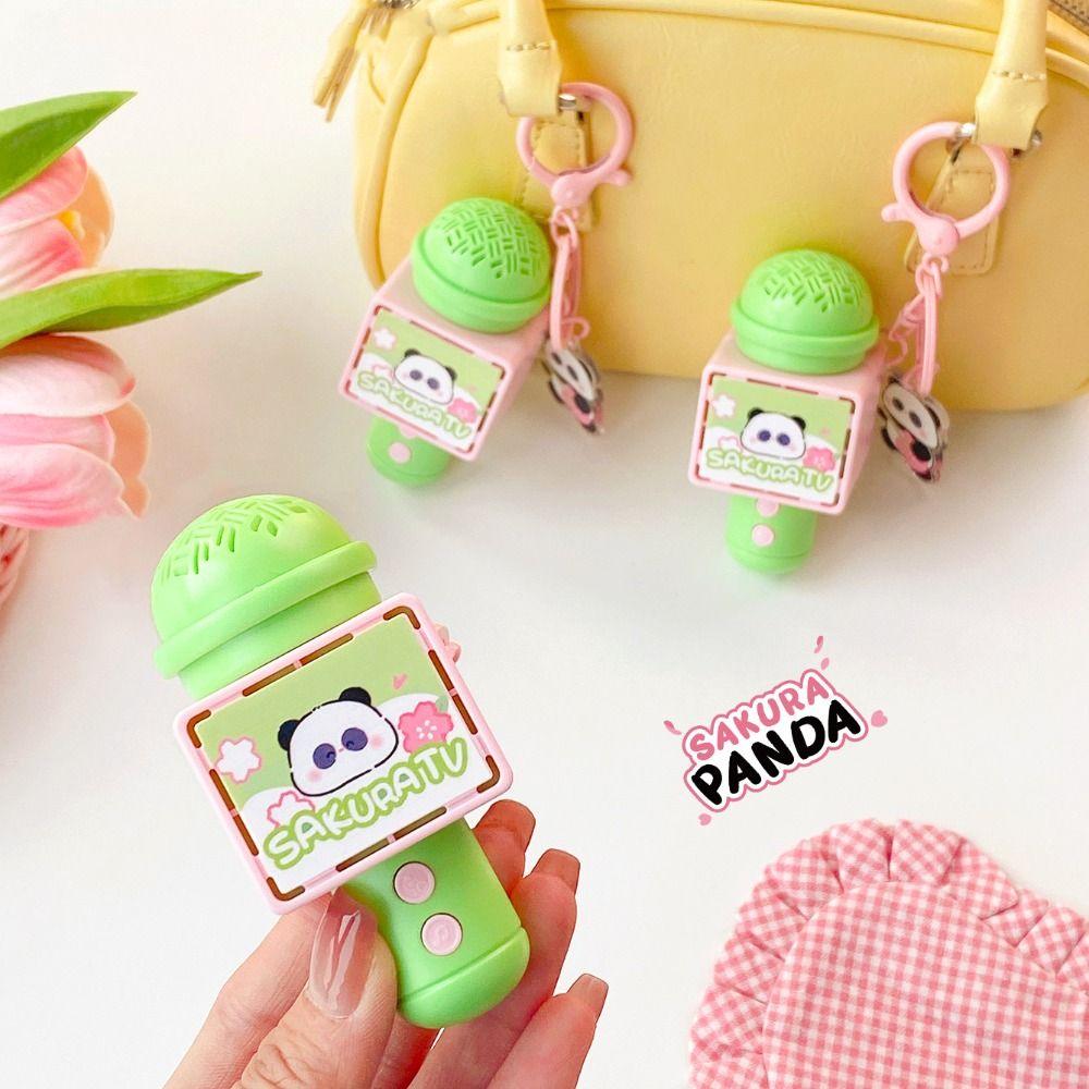 Originality Style Mini Microphone Keychain Cartoon Panda Recording Microphone Keychain  Gift Giving