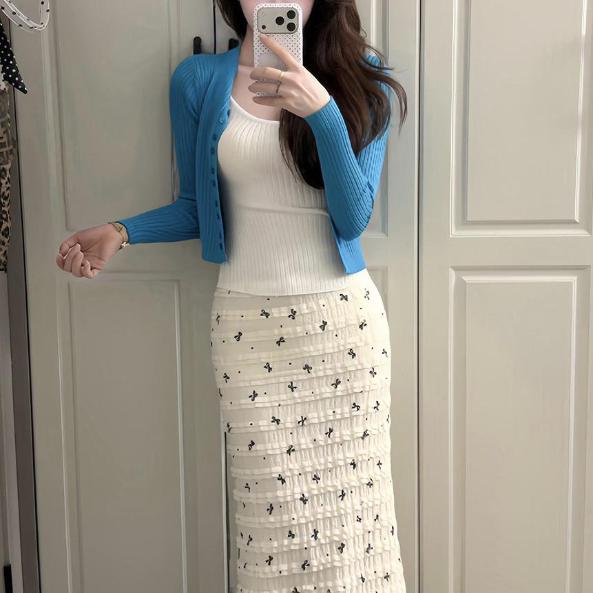 Early Spring Korean-Style Spicy Knit Camisole & Cardigan Set for Women One Size