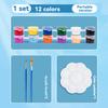 12colors/Set Acrylic Pigment With Brush Palette Small Box Beginner Children's Hand Painted Graffiti Coloring Paint Painting Tool