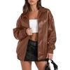 Women's Faux Leather Biker Jacket, Multi-Color Motorcycle Style Outerwear