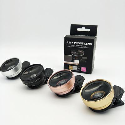 Lente HD Super Grande Angular + Macro Profissional 0,45X 49UV Super Grande Angular + Lente Macro HD para iPhone Android