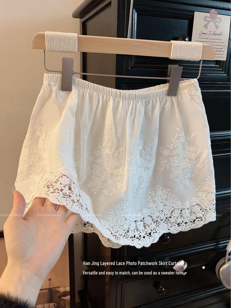Lace Anti-Exposure Half-Skirt for Women - Layering Plus Size Design, Suitable for Spring, Autumn, and Winter.