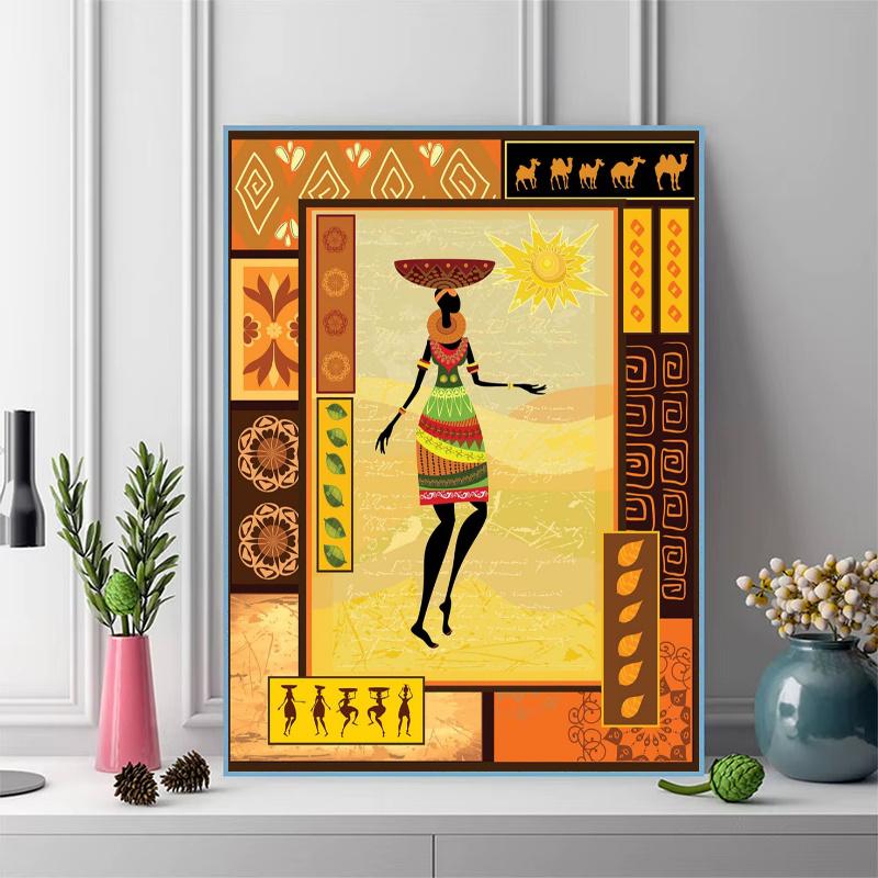 African Woman 100% Round Full Drill 5D DIY Diamond Painting Embroidery Cross Stitch Rhinestone Décor