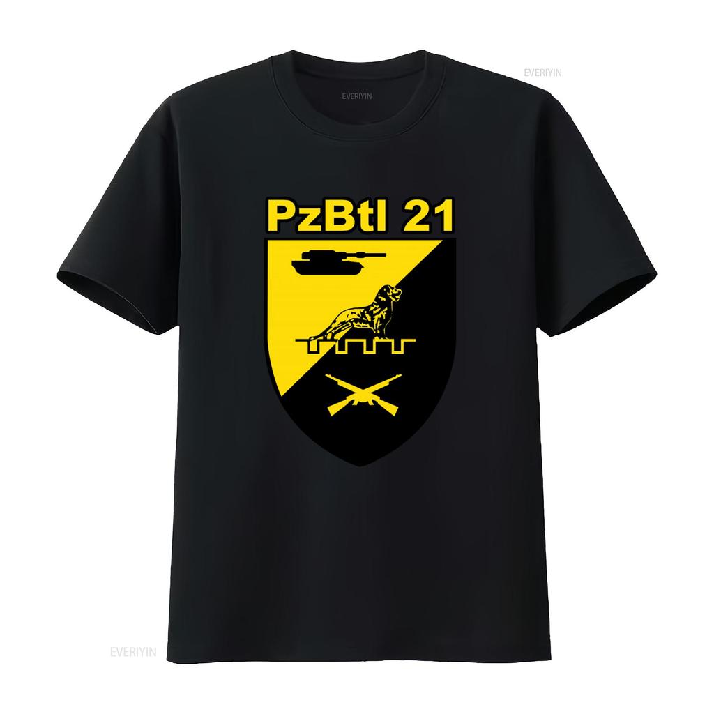 PzBtl 21 Panzerbataillon Bundeswehr Bw Wappen Abzeichen Emblem T-Shirt für Mode Freizeit Vintage Gewaschenes Oberteil für den täglichen Gebrauch