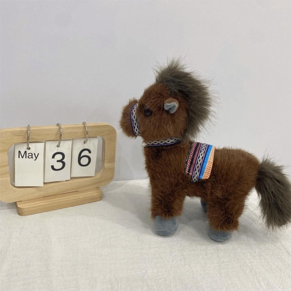 Cartoon New Year Mascot Soft Lifelike Details Plush Doll Horse Plush Toys  Birthday Gifts