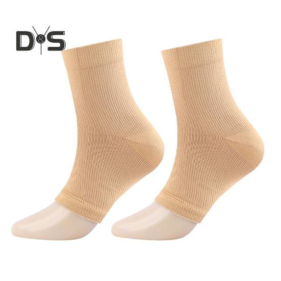 

1 пара унисекс компрессионных носков для лодыжек средней длины с высокой эластичностью и открытым носком для нейропатии, спортивная поддержка лодыжки для неограниченного движения S бежевый