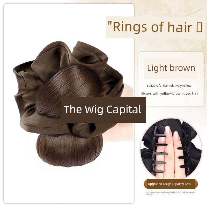 

Bun Wig Grip Women s Low Tie Artificial Hair Lazy Korean Hair Band Updo Gadget Natural & Fluffy Chignon Brown hair ring catch ball head [light brown]]