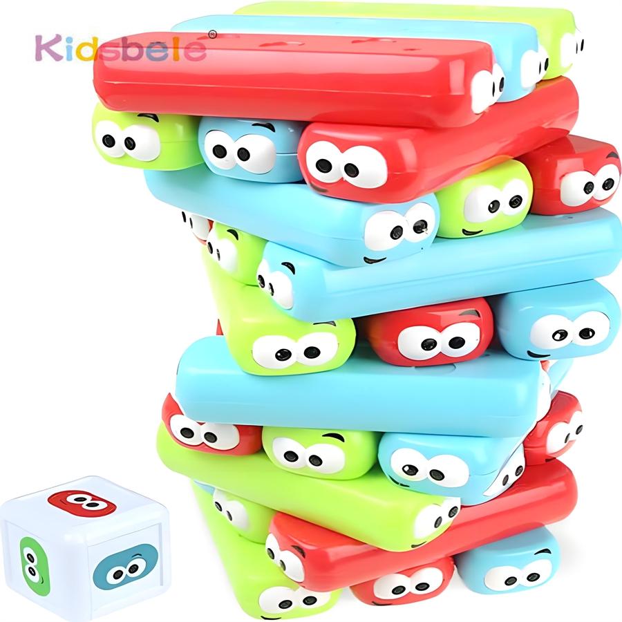 Montessori Stacking Tower Colorful Building Balance Block with Dice for 1-3 Players Family Party Game Interactive Birthday Gift
