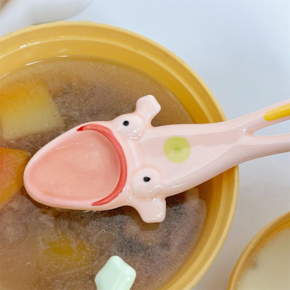 Ugly frog spoon Internet celebrity cure big mouth ceramic dessert spoon spoon send girl ugly cute gift funny