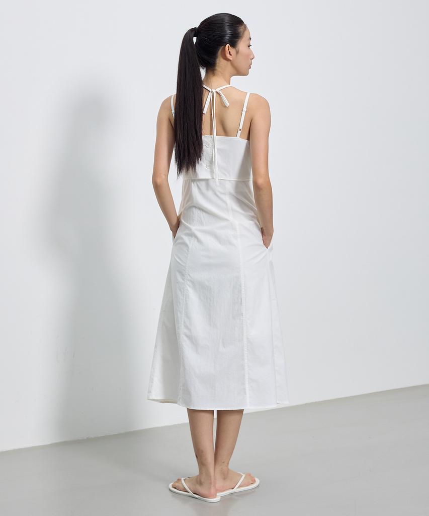 City Breeze New Nylon Ribbon Strap Long Dress_White