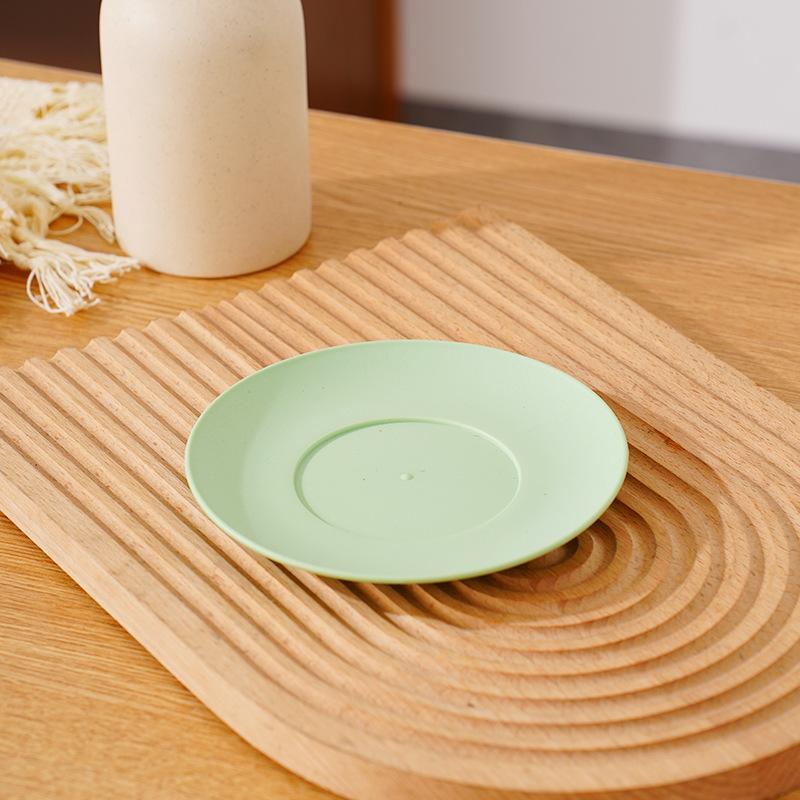 Wheat Straw Round Vegetable Plate Household Large Vegetable Plate Set Drop-Resistant Snack Plastic Plate Fruit Plate Plate