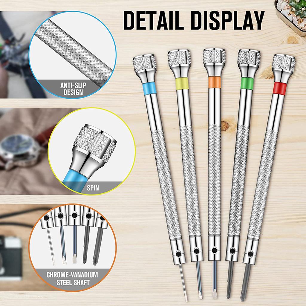 13-28Pcs Precision Screwdriver High Hardness Steel Micro Cross Repair Metric Flat Head Screwdriver for Watches Glasses Jewelry