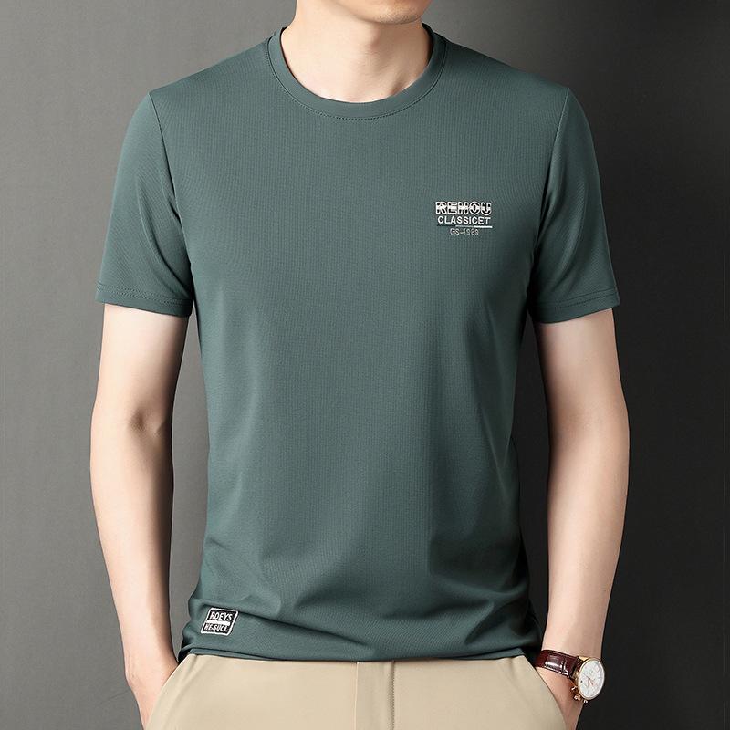 Tričko s krátkým rukávem Pánské letní tričko s kulatým výstřihem Ležérní Top Tenké elastické Minimalistické tričko s polovičním rukávem Muži