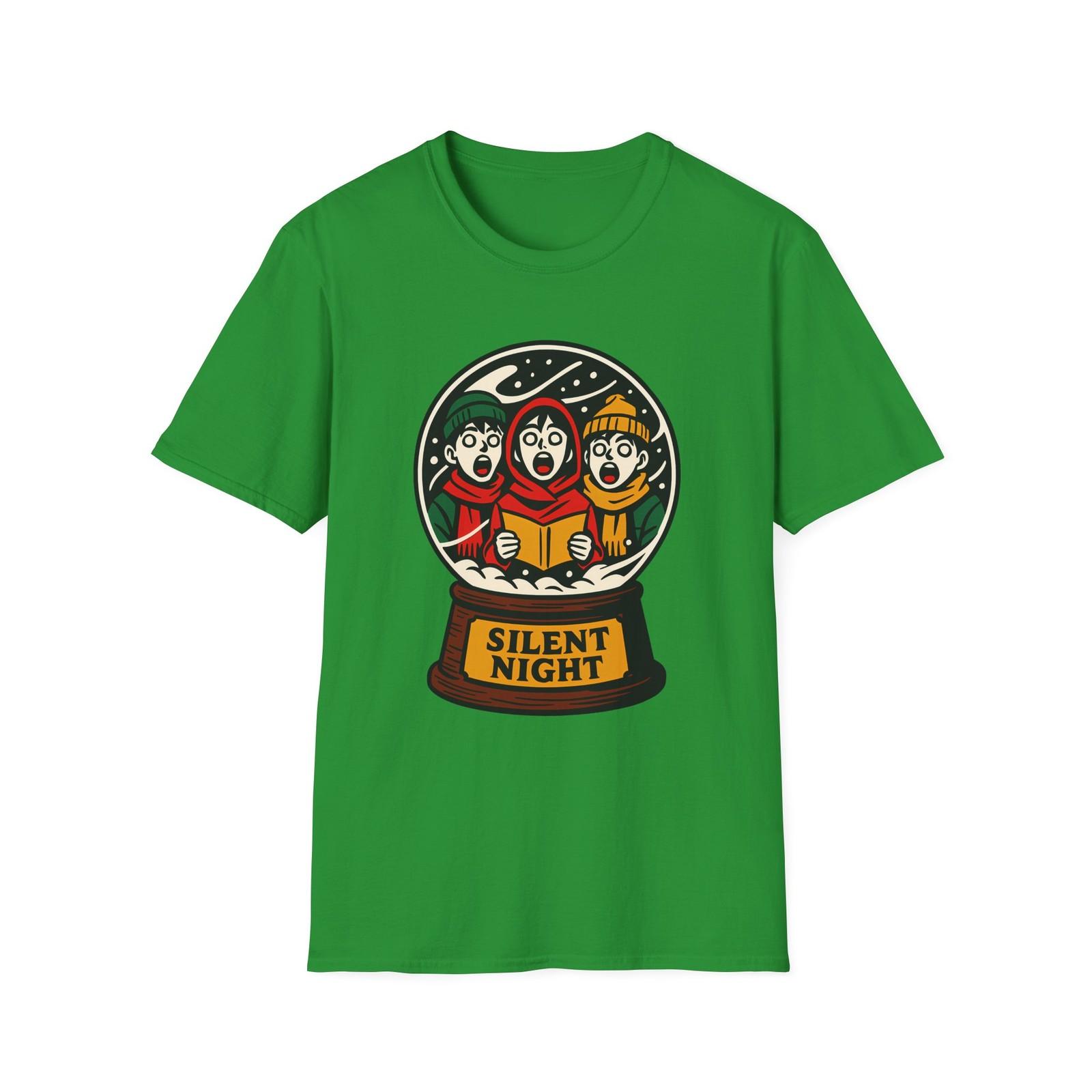 Unisex Softstyle T-Shirt Mens Womens Tees Top Retro Anime Snowglobe Carolers Silent Night Christmas S