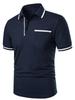 Men's casual fashion solid color short sleeve top lapel men's short sleeve T-shirt Casual fashion solid color top short sleeve