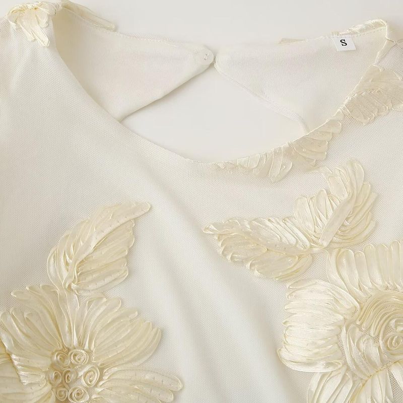 Kaslead New Arrival Women's Clothing Fashion Style Fashion Minimalist Three-Dimensional Plate Flower Long Sleeves Backless Dress