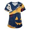 Women's Printing Uniform Work Uniform V-neck Pockets Basic Short Sleeve Pullover Top