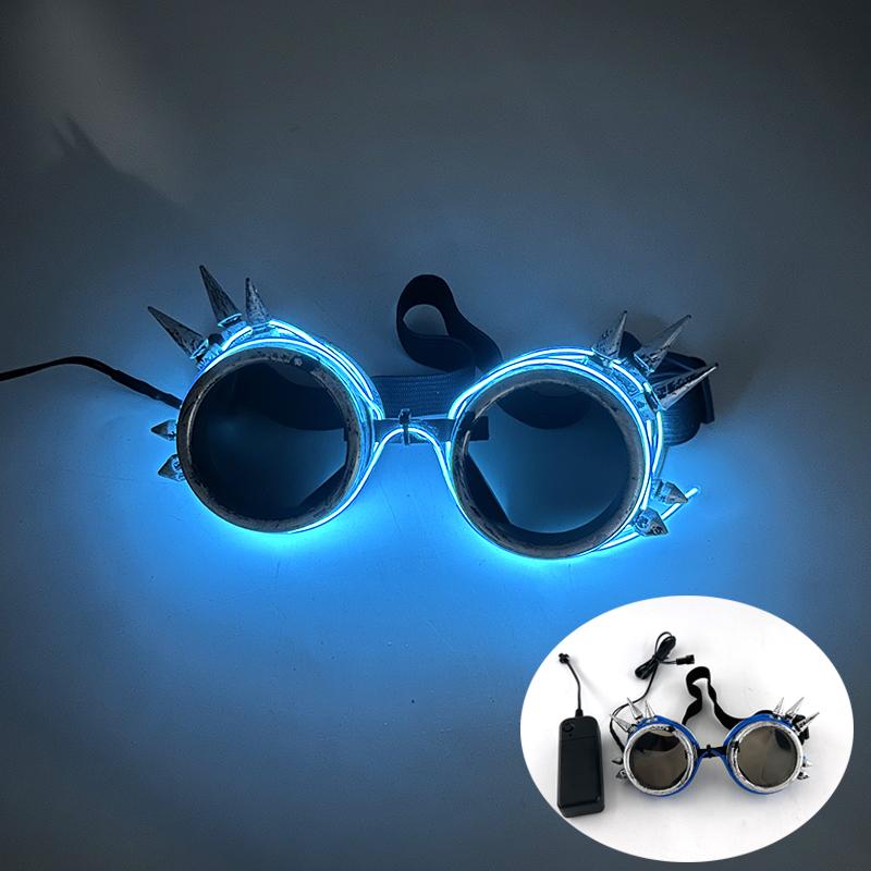 LED Steampunk Glasses Bar Fluorescent Party Halloween Christmas Holiday Rave Neon Music Glow Steampunk Sunglasses Y2k Decor